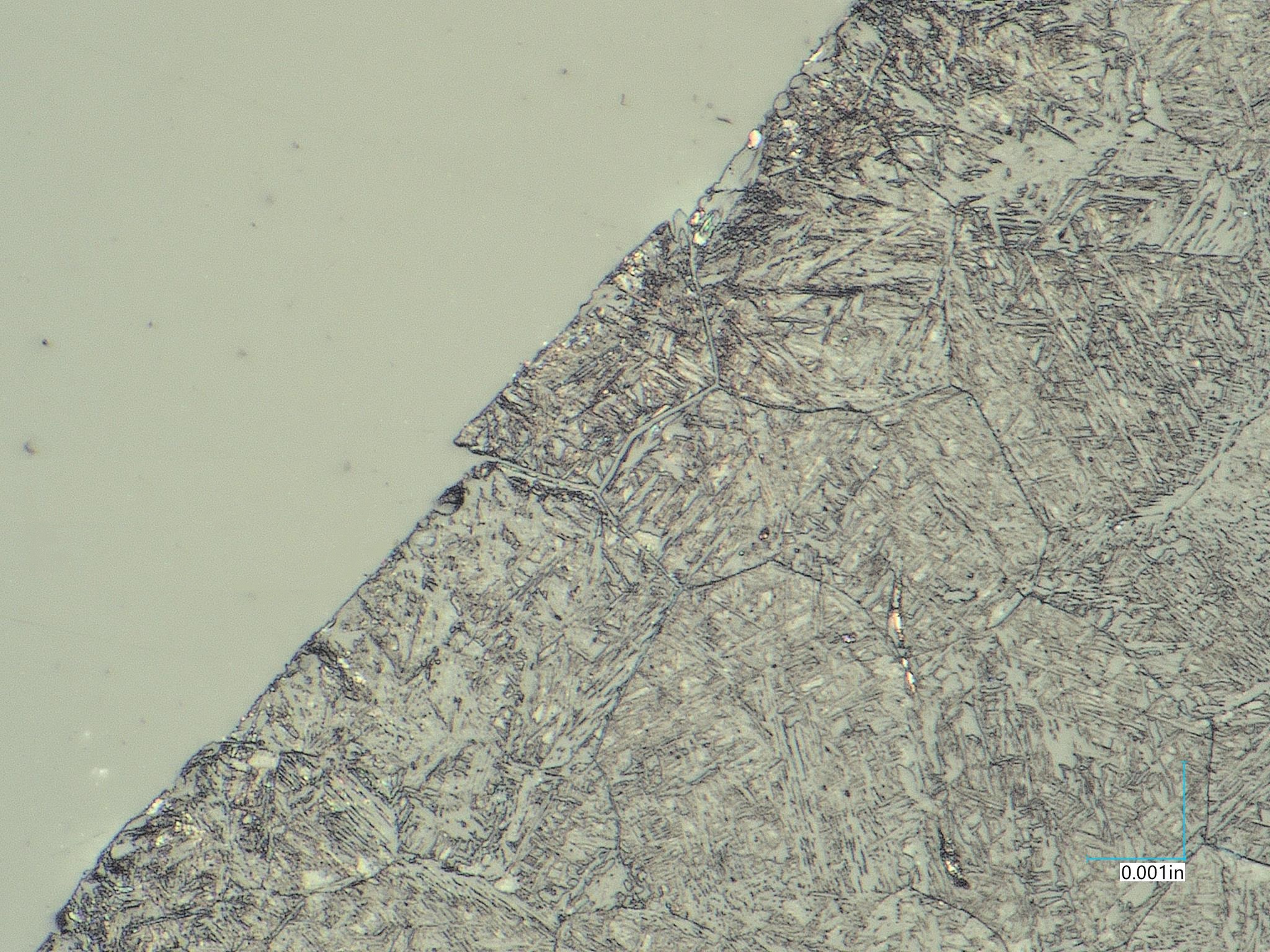 Field Metallography 1000X in Confined Space with Fall Hazard Weld-HAZ interface Unacceptable