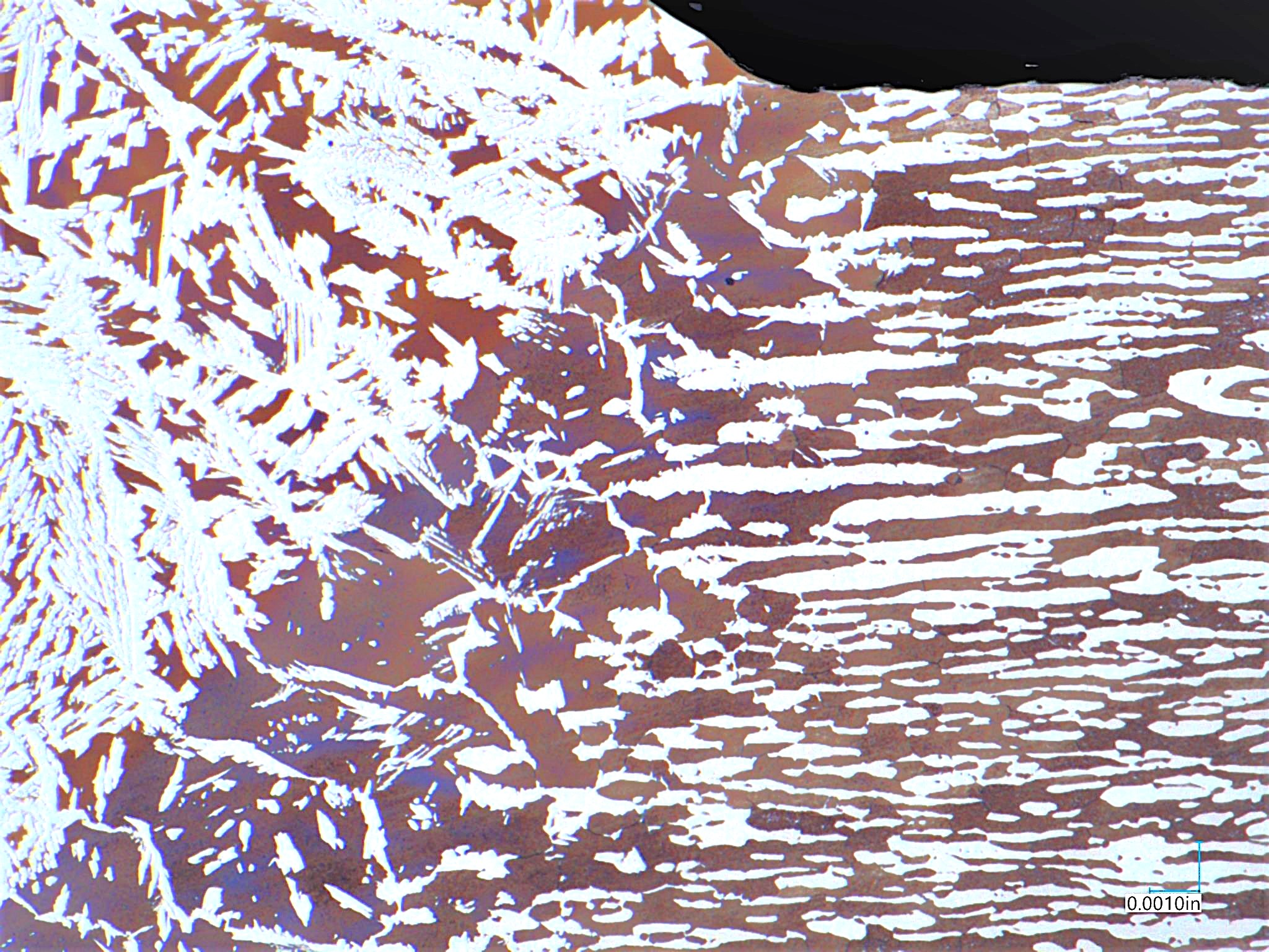 Duplex Stainless Steel Weld HAZ and Base Metal Microstructure for % Ferrite content standard cross section method 500x